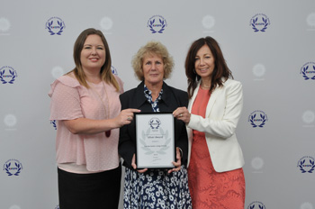 Rebecca (middle) pictured with UK CEO Natalie-Jane Macdonald and Joanne Balmer Sunrise and Gracewell’s Senior Care and Quality Director